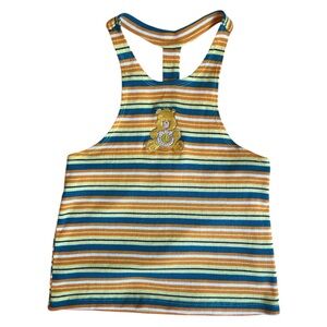 Care Bears Embroidered Funshine Bear Striped Racerback Tank Top Medium